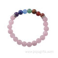 Natural Rose Quartz Beads Bracelet Chakra 8MM Fashion Bangle Jewelry